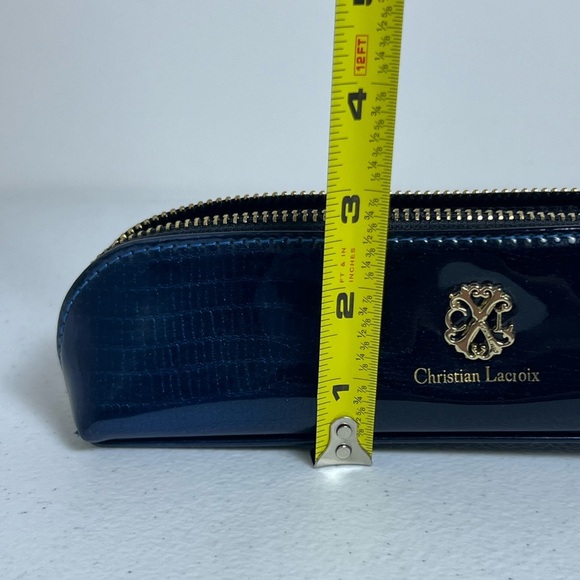 Christian Lacroix Faux Blue Snake Skin Glasses Makeup Bag - Picture 10 of 11